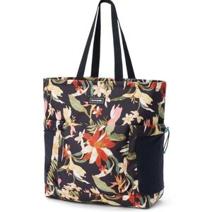 DAKINE Black Floral Tote with Multicolor Tropical Print